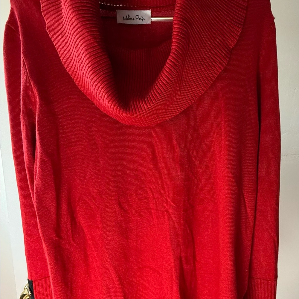 Melissa Paige Red Cowl Neck Sweater